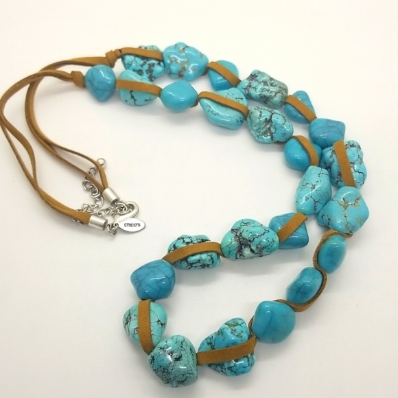 Chico's Southwestern Turquoise & Suede Necklace - Picture 7 of 7